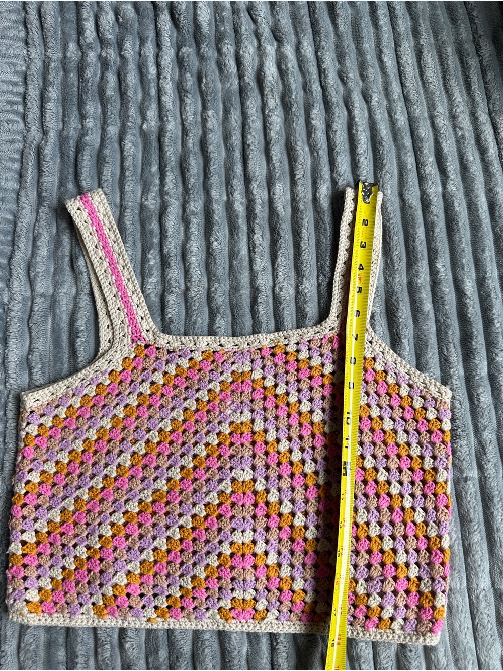 Cotton Emporium Multicolor chevron Crochet Knit tank Top - Picture 7 of 7
